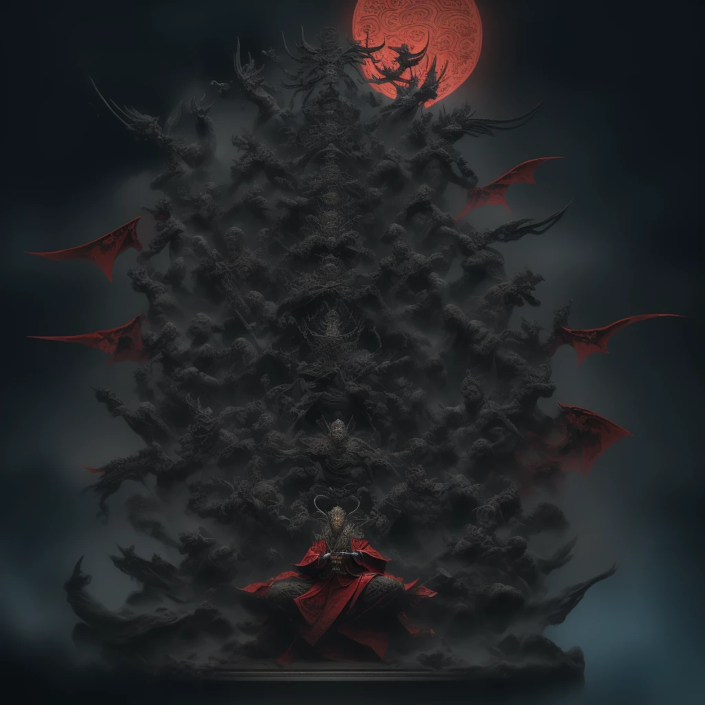 Close-up of a person holding a dragon and a sickle, Super detailed fantasy characters, The God-Emperor of Mankind, Inspired by Huang Shen, God of Chaos, Beautiful Shinigami, Keqing from genshin impact, Rendering Heavy Fantasy Armor