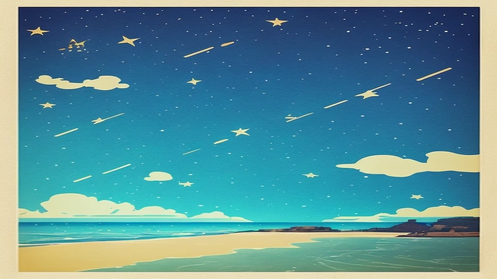 Starry Sky、Ocean、shooting star、darkness、Good sleep