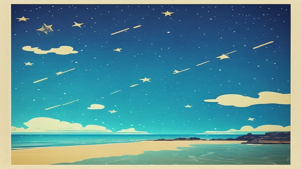 Starry Sky、Ocean、shooting star、darkness、Good sleep