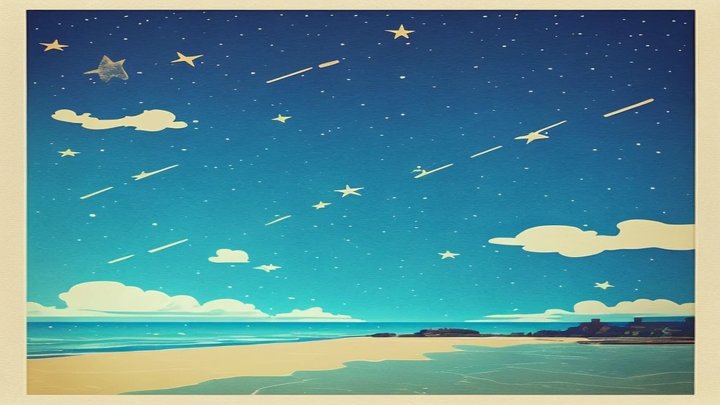 Starry Sky、Ocean、shooting star、darkness、Good sleep