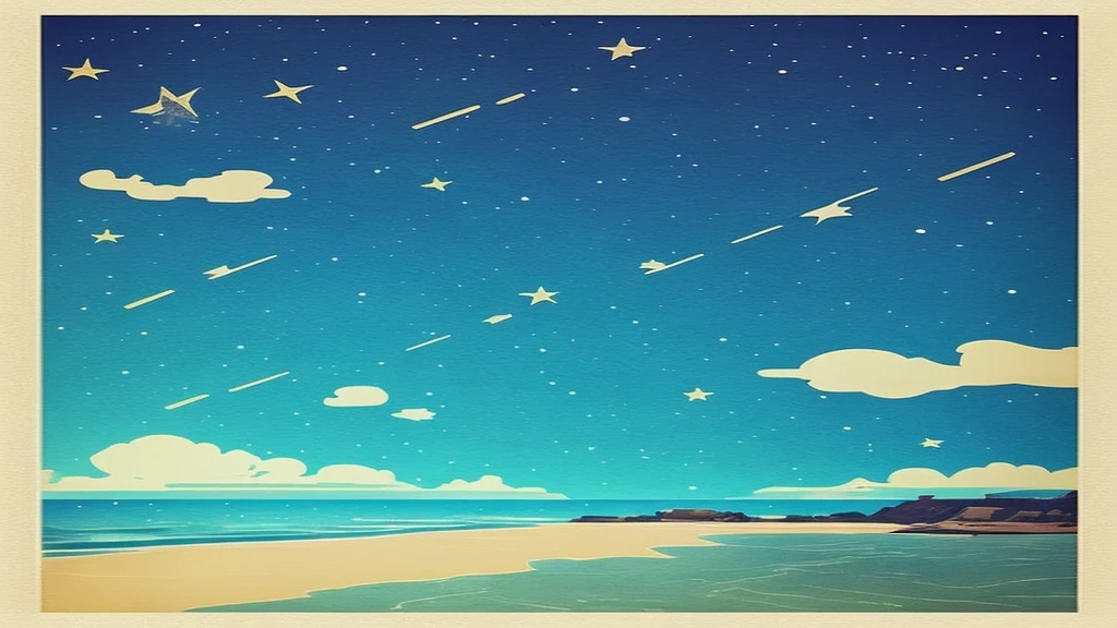 Starry Sky、Ocean、shooting star、darkness、Good sleep