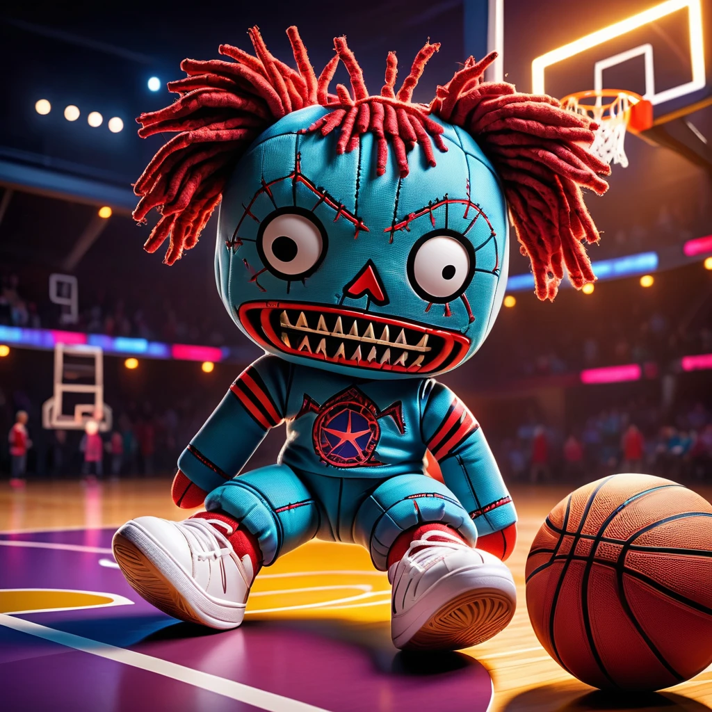 (knitted toy voodoo doll:1.9), (Voodoo plays basketball:1.2), (Clothing: tracksuit with basketball patterns:1.0), (Accessories: enchanted basketball, glowing sneakers, basketball hoop:1.2), (background: sunny basketball court with magical light:1.2), best quality, masterpiece, detailed soft oil painting, detailed background, dramatic cinematic lighting, soft edge lighting, professional, dramatic lighting, hard edge lighting,
ultra quality, 4k,masterpiece, best quality, 8k, ultra highres, highres, extremely detailed