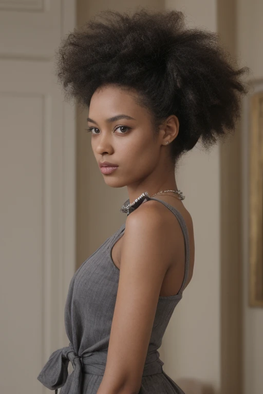 créer moi une jeune fille métisse noir avec des cheveux afro qui as 22 ans skinny avec une jolie corp poitrine et jolie fesse qui est très belle qui n'est pas dénudé
