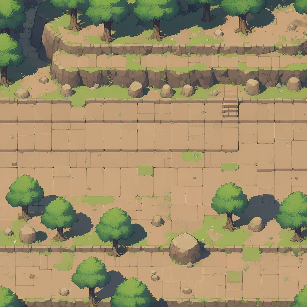 retro video game style,pixelated, vibrant pastel colors,8-bit characters,blocky shapes,sharp lines,detailed shading,classic gaming vibe,nostalgic atmosphere,classic arcade games,masterpiece:1.2,ultra-detailed,illustration style, 2d texture, stone texture, 4 k seamless mud texture, video game texture, dirt texture, tileset, game tiles, grass, 3/4th perspective trees, 3/4th perspective tileable rock texture, 3/4th perspective tileable cliff formations, tileable trees, topdown view, game texture, game art, tileable texture, very detailed cliff texture, intricate stones, top down view, 3/4th perspective