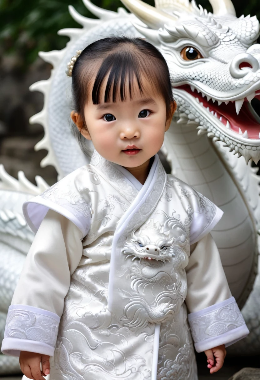 2--old nese girl,Lovely, Round your face,Slept in a white dragon&#39;s bed, Realistic paintings by Julien, Shutterstock Contest Winner, Fantasy art, A dragon made of clouds, Chinese Fantasy, Lying in the fairyland of white clouds，Camera shot, Movie Style, Intricate and sophisticated details, high quality，Japanese girl