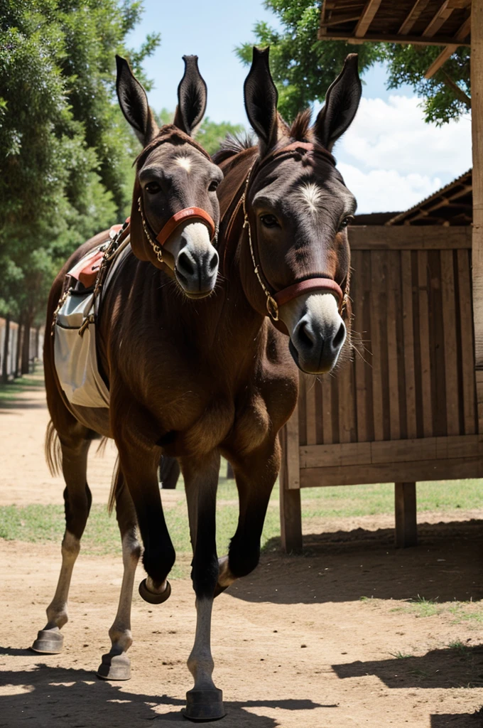 A donkey carrying bags 