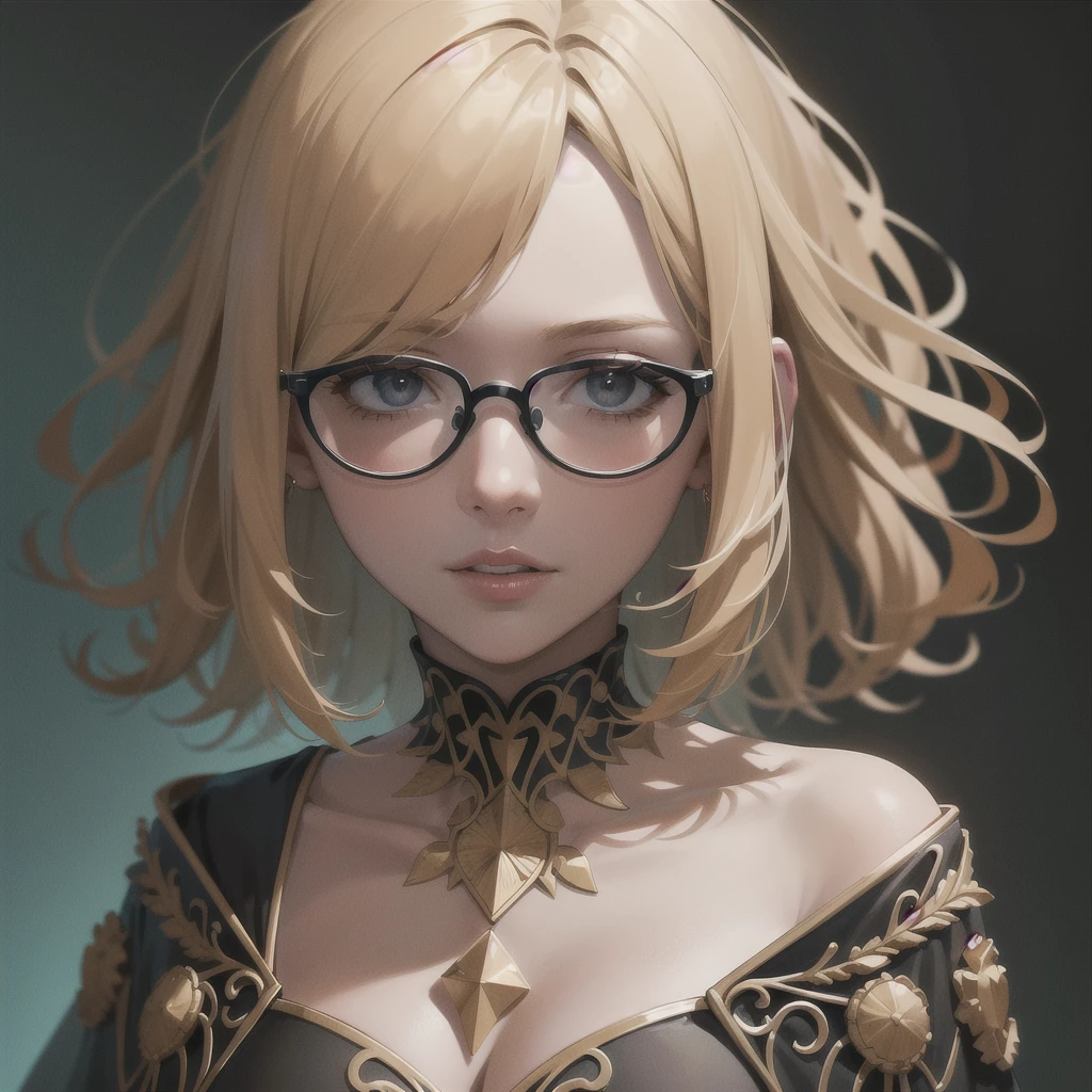 (Masterpiece, Best Quality, Highres:1.4), Detailed, Intricate Details, 4K,
color splashes, line art, art, fibonacci,girl, Wearing glasses, blonde hair