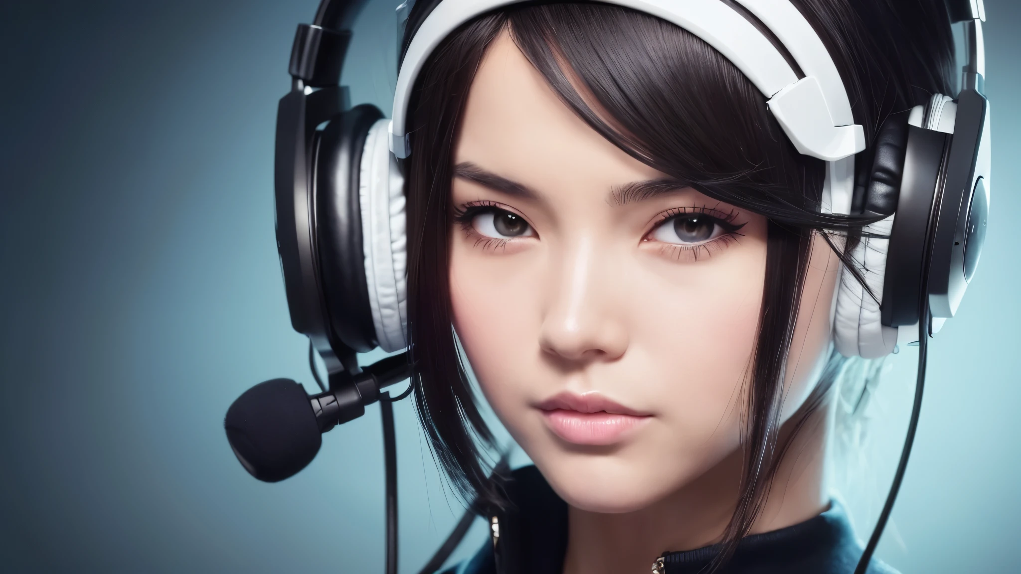 a close up of a woman with headphones on in a dark room, style artgerm, artgerm and atey ghailan, extremely detailed artgerm, trending artgerm, in the style artgerm, ! dream artgerm, style of artgerm, artgerm portrait, inspired by Ross Tran, with headphones