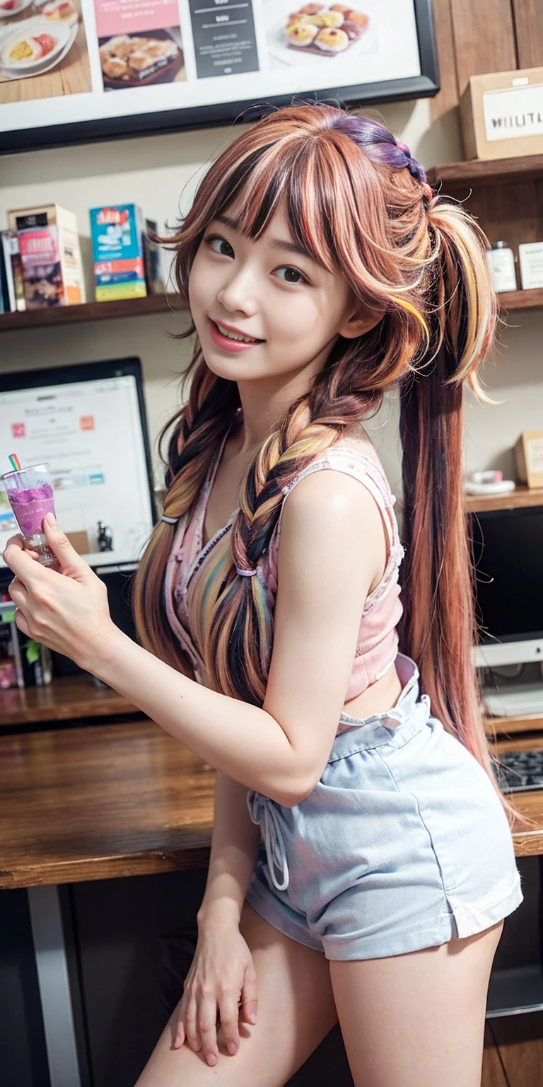 
12 year old girl、
Day本アイドル、

Cute Smile、
Lewd smile、　
Panting face、Pant voice、
Fluid organization:1.6), One beautiful girl with really wild hair, (Colorful wavy hair:1.2),( Two long braids:1.2), (Long wild hair:1.2), (Multicolored Hair: 1.9),Cute smile
Bakery Sales Staff、

Angle from directly below、
Low - Angle、スーパーLow - Angle、
apron、
blouse(See-through)、
はだけるblouse、
My shirt is open、
Open shirt、
hot pants、
ピンク色のhot pants、I can see a little underwear、Thighs、Butt、Beautiful buttocks、
I'm cleaning、
I'm wiping the floor.、Wipe the floor with a rag、
Bend over to clean、




clear、serious
Bakery Cafe、bread
Bakery clerk、Day本アイドル、

(masterpiece), (Highest quality:1.4), Absurd, [:Intricate details:0.2],  (View your viewers:1.2), Day,  reflection、
Reddish hair，Golden Student，enjoy，Moist，肉感Thighs，Slim figure，Moist, Glowing pink skin，transparent，Mature Woman，Affectionate expressions，情熱的に取り組んでいます

Day本アイドル