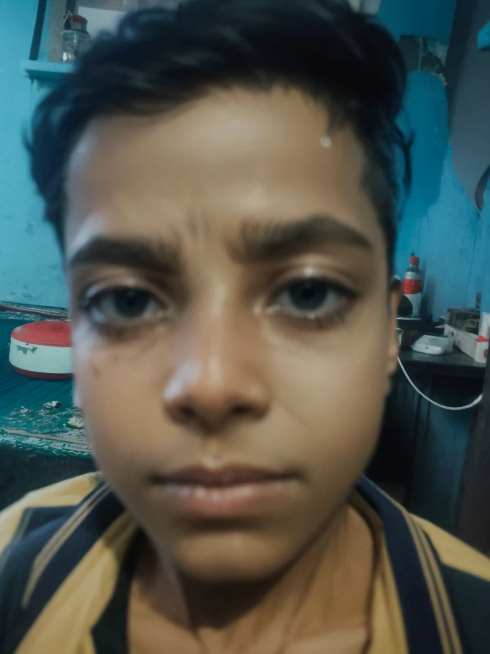 (sharp focus:1.2), an award-winning shot of a deep depressed casual 18 year old boy, in the middle of the jungle, dull backlighting, extremely detailed skin, extreme sadness, hopelessness, visible mental illness, bleary eyes, (deep shadows:1.1), high contrast, beautiful cried green eyes, brown hair, absurd, 8k, (high quality: 1.3), artstation hd, concept art, detailed sad face and body, award winning photography, (moody lighting:1.2), depth of field , bokeh, 4K, HDR