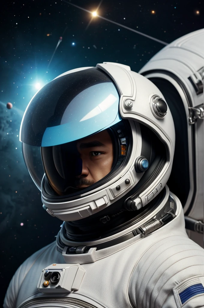 a close up of a man wearing a space suit, digital art, by Ryan Yee, zbrush central contest winner, 9gag, cute 3 d render, illustration of a man, in style of nanospace, very detailed illustration, ruan cute vtuber, (extremely detailed, cute cartoon, with a space suit on