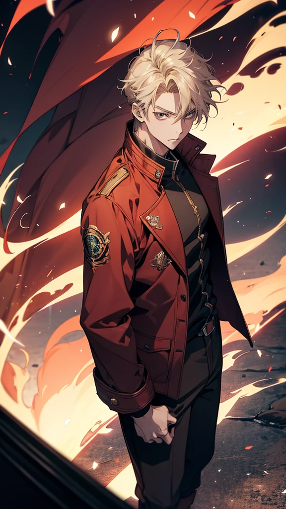 anime - style image of a boy in a red jacket, 坏蛋动漫8 K, epic anime style, handsome guy,Dynamic Standing Pose, wallpaper