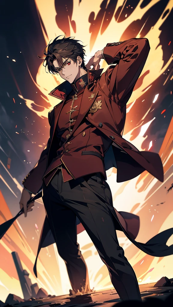 anime - style image of a boy in a red jacket, 坏蛋动漫8 K, epic anime style, handsome guy,Dynamic Standing Pose, wallpaper