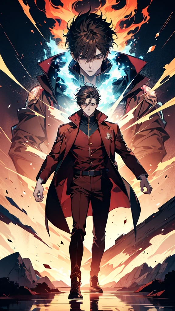anime - style image of a boy in a red jacket, 坏蛋动漫8 K, epic anime style, handsome guy,Dynamic Standing Pose, wallpaper
