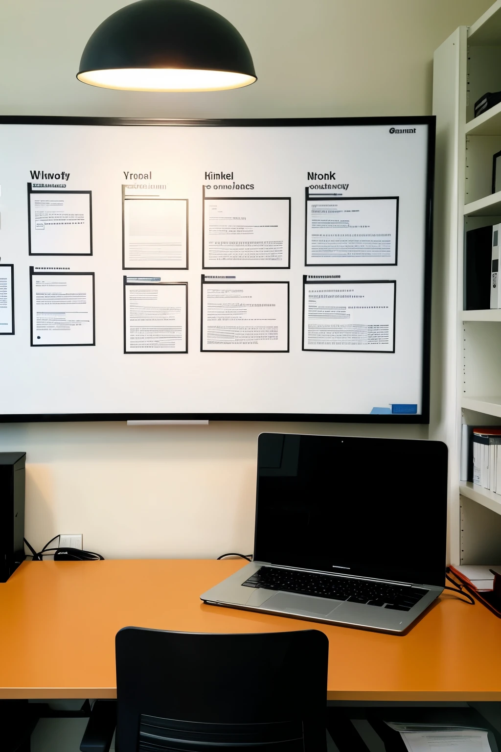 ((best quality)), ((masterpiece)), (detailed), Create an image featuring a professional IT officer working on a laptop, set in a modern office environment. The office should have a clean and organized layout with visible elements like servers, desktops, printers, and network equipment. Emphasize the IT officer's focus on maintaining the IT infrastructure and administering security protocols. The background can include details like a whiteboard with network diagrams and a bookshelf with technical manuals. Include text overlaying the image that reads