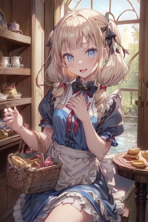 (perky chest:1.2), (pointed chest:1.2),(((Black Tunic:1.3))),(((cakes and bread in the basket),Cute and beautiful girl,Cute round face,Cute smile,with blush cheeks,Red Lip,a girl 22 years old, nsfw:1.2, beautiful body:1.3), shinny skin, BREAK, ((alice in the wonderland:1.3, cute, kawaii, lovely, funny, a girl falling down from sky:1.3, girl flying in sky:1.2, girl floating in air:1.3, rolling upskirt by wind:1.5, (with sparkling eyes and a contagious smile),open mouth, Looking at Viewer, surprised, putting hands on crotch over the skirts:1.35)), BREAK, ((floating things as follows:1.3, PlayingCards, Trump, tea cup, tea pot, tea spoons, pocket watch:1.3, lip sticks, candies:1.2, cookies, jam bottles, classical door_keys)), ((long purply_Blue dress :1.5, wearing long flaired skirt:1.3, the skirt is blowing:1.3, cute White Apron, black stockingedium long platinum-blonde hair:1.2, twin tail hair:1.6, tied hair with a large ribbon), (Blue eyes, bright pupils with highlights, detailed eyes), (lying down on your back:0.7, spreading legs with rising up straight:0.7), sexy posture, fantastic colorful art, (fantasy art:1.2, wondered images), ((correct anatomy:1.5, perfect anatomy:1.3, correct hand, small foot:1.2)),