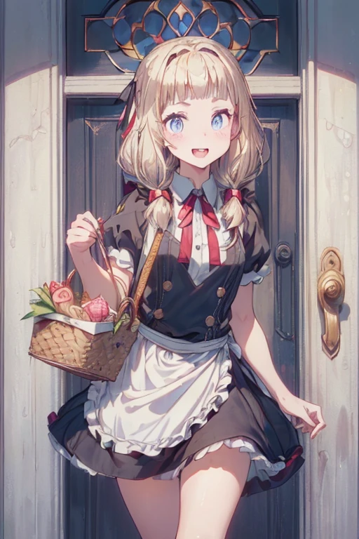(perky chest:1.2), (pointed chest:1.2),(((Black Tunic:1.3))),(((cakes and bread in the basket),Cute and beautiful girl,Cute round face,Cute smile,with blush cheeks,Red Lip,a girl 22 years old, :1.2, beautiful body:1.3), shinny skin, BREAK, ((alice in the wonderland:1.3, cute, kawaii, lovely, funny, a girl falling down from sky:1.3, girl flying in sky:1.2, girl floating in air:1.3, rolling  by wind:1.5, (with sparkling eyes and a contagious smile),open mouth, Looking at Viewer, surprised, putting hands on  over the skirts:1.35)), BREAK, ((floating things as follows:1.3, PlayingCards, Trump, tea cup, tea pot, tea spoons, pocket watch:1.3, lip sticks, candies:1.2, cookies, jam bottles, classical door_keys)), ((long purply_Blue dress :1.5, wearing long flaired skirt:1.3, the skirt is blowing:1.3, cute White Apron, black stockingedium long platinum-blonde hair:1.2, twin tail hair:1.6, tied hair with a large ribbon), (Blue eyes, bright pupils with highlights, detailed eyes), (lying down on your back:0.7, spreading legs with rising up straight:0.7), sexy posture, fantastic colorful art, (fantasy art:1.2, wondered images), ((correct anatomy:1.5, perfect anatomy:1.3, correct hand, small foot:1.2)),
