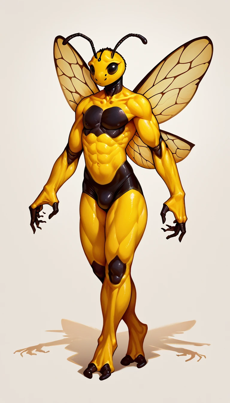 score_9, score_8_up, score_7_up, (clear simple background, white background, papyrus background), ((SFW:1.5))
 ((Hornet, wasp:1.5)), _young, anthro, solo, (male), (fullbody, athletic body, focus, wings, wasp sting), beautiful, (Dressed:1.2)