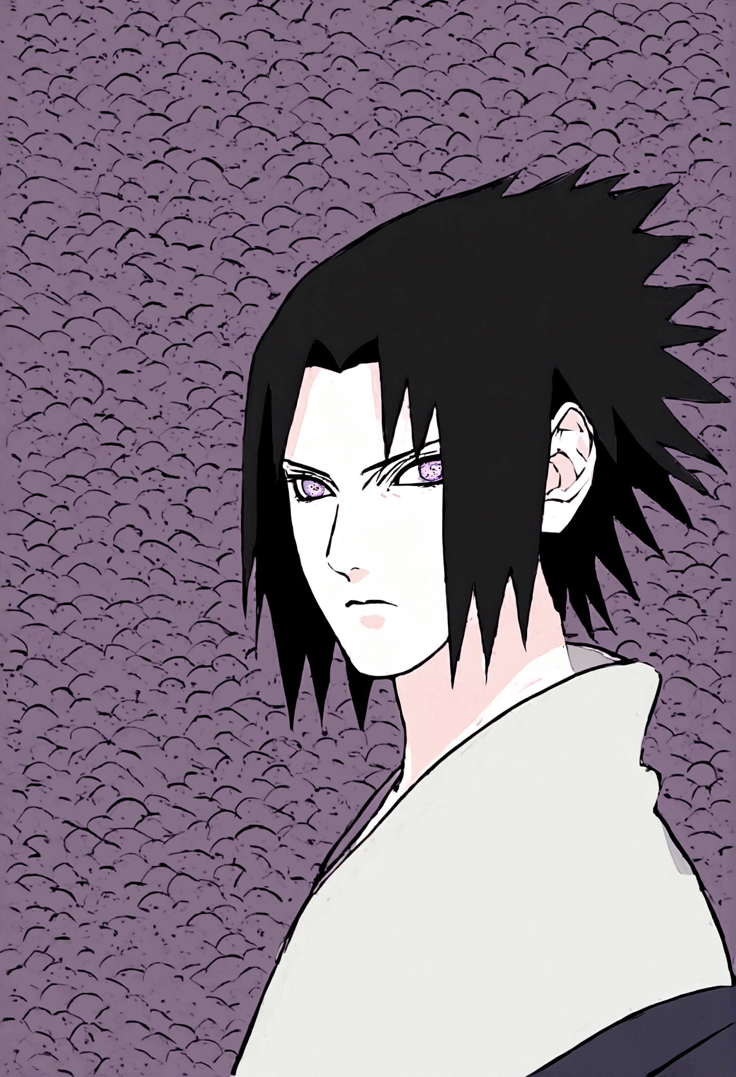 sasuke uchiha, lightning in hand, ready to fight, upper body, sharingan in eyes, uchiha clan, no background, more colors