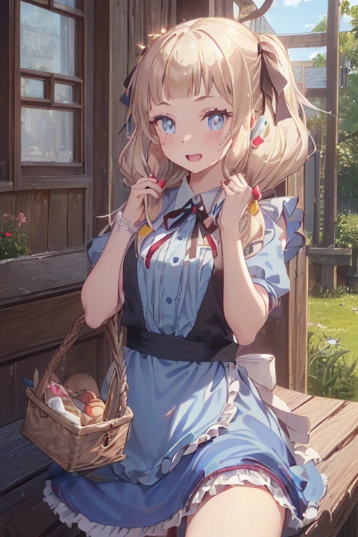 (perky chest:1.2), (pointed chest:1.2),(((Black Tunic:1.3))),(((cakes and bread in the basket),Cute and beautiful girl,Cute round face,Cute smile,with blush cheeks,Red Lip,a girl 22 years old, :1.2, beautiful body:1.3), shinny skin, BREAK, ((alice in the wonderland:1.3, cute, kawaii, lovely, funny, a girl falling down from sky:1.3, girl flying in sky:1.2, girl floating in air:1.3, rolling  by wind:1.5, (with sparkling eyes and a contagious smile),open mouth, Looking at Viewer, surprised, putting hands on  over the skirts:1.35)), BREAK, ((floating things as follows:1.3, PlayingCards, Trump, tea cup, tea pot, tea spoons, pocket watch:1.3, lip sticks, candies:1.2, cookies, jam bottles, classical door_keys)), ((long purply_Blue dress :1.5, wearing long flaired skirt:1.3, the skirt is blowing:1.3, cute White Apron, black stockingedium long platinum-blonde hair:1.2, twin tail hair:1.6, tied hair with a large ribbon), (Blue eyes, bright pupils with highlights, detailed eyes), (lying down on your back:0.7, spreading legs with rising up straight:0.7), sexy posture, fantastic colorful art, (fantasy art:1.2, wondered images), ((correct anatomy:1.5, perfect anatomy:1.3, correct hand, small foot:1.2)),
