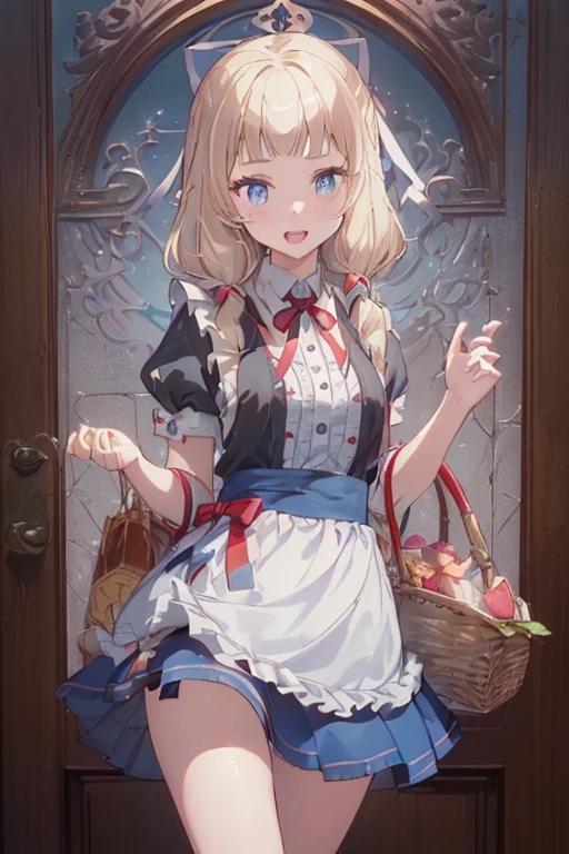 (perky chest:1.2), (pointed chest:1.2),(((Black Tunic:1.3))),(((cakes and bread in the basket),Cute and beautiful girl,Cute round face,Cute smile,with blush cheeks,Red Lip,a girl 22 years old, :1.2, beautiful body:1.3), shinny skin, BREAK, ((alice in the wonderland:1.3, cute, kawaii, lovely, funny, a girl falling down from sky:1.3, girl flying in sky:1.2, girl floating in air:1.3, rolling  by wind:1.5, (with sparkling eyes and a contagious smile),open mouth, Looking at Viewer, surprised, putting hands on  over the skirts:1.35)), BREAK, ((floating things as follows:1.3, PlayingCards, Trump, tea cup, tea pot, tea spoons, pocket watch:1.3, lip sticks, candies:1.2, cookies, jam bottles, classical door_keys)), ((long purply_Blue dress :1.5, wearing long flaired skirt:1.3, the skirt is blowing:1.3, cute White Apron, black stockingedium long platinum-blonde hair:1.2, twin tail hair:1.6, tied hair with a large ribbon), (Blue eyes, bright pupils with highlights, detailed eyes), (lying down on your back:0.7, spreading legs with rising up straight:0.7), sexy posture, fantastic colorful art, (fantasy art:1.2, wondered images), ((correct anatomy:1.5, perfect anatomy:1.3, correct hand, small foot:1.2)),
