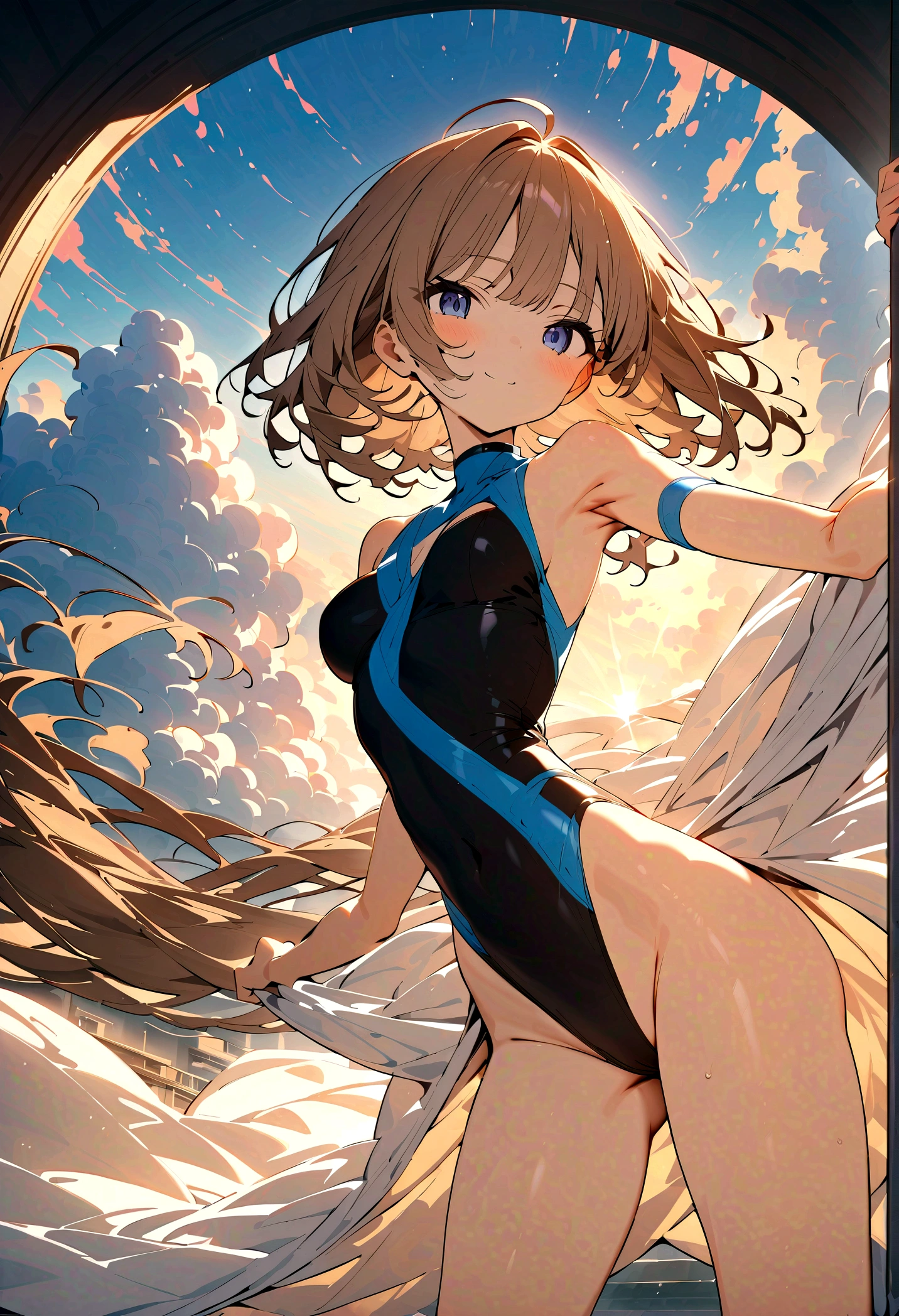 highquality illustration, masterpiece, very delicate and beautiful, attractive girl,(colorful leotard, heattech leotard,tight leotard,long_sleeve leotard,ribbed leotard,high_leg leotard,turtleneck leotard),gymnastics club,gymnastics athlete,bare legs,gymnasium background,beautiful eyes, light smile,(masterpiece, best quality:1.2), highres, extremely detailed CG unity 8k wallpaper, perfect lighting, Colourful, ultra-high res,4K,ultra-detailed, photography, 8K, HDR,
