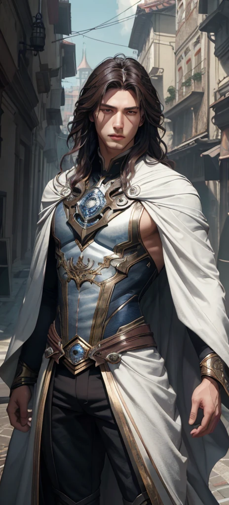 1 male,Korean men,Height 190 cm,Muscular but slender,dark brown wavy hair fulfilled,Dark blue piercing eyes,Pale skin,Suit,Optics, Crazy details, Facial details, Maximum magnification, Surreal exaggeration, light, Telephoto, Light synthesis of intricate details, High Detail, High Detail, number, Art Station , Concept Art, Smooth focus, sharp, illumination, Unreal Engine 5, 8K, artwork:Ross Chen、Greg Rutkowski and Alphonse Mucha, Ultra HD, 8K, Men's only show .8KUltra HD, SLR camera, Low light, high quality, light纹理, 富士illumination XT3, Model 2,A face full of enjoyment,City background,穿着Suit