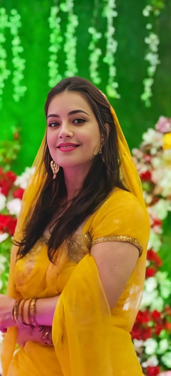 extreme close up photo of sexy , big cheeks, curvy, hourglass figure, swooping breasts, deep cleavage, open arms, sexy armpits, seducing on mountains, ponytail, necklace, see through strapless saree, look at viewer and subtle smile, (cinematic:1.3), intricate details, (ArtStation:1.2)