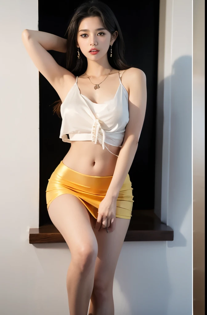 (masterpiece:1.3), (8 thousand, realistic, RAW photos, best quality: 1.4), (1 woman),(sheer silk blouse), (short skirt), (양 다리에 짙은색 realistic 팬티 스타킹 신고), (Wearing high heels on both feet), (Wearing high heels on both feet), (full body shot), (Beautiful makeover), (realistic이고 매우 아름다운 얼굴), (long eyelashes), (double eyelid), (realistic이고 섬세한 아름다운 눈), (big bust) , (Strong body through exercise), (beautiful abs), (Beautiful heaps), (tall), (really beautiful body), (black hair. parted, long hair:1.3), (아름다운 parted스타일), (beautiful skin), (ultra high resolution), (golden ratio), (realistic 길고 아름다운 두 다리), (realistic and beautiful arms), (necklace), (earring),(beautiful nails manicure), (So beautiful and sexy)
