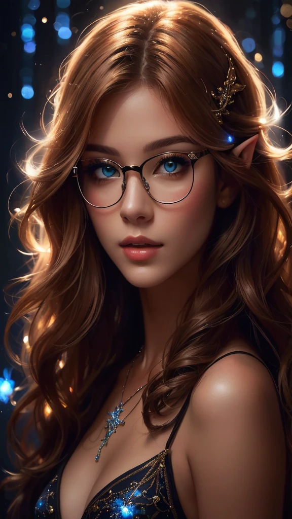 a woman with glasses and a necklace is posing for a picture, girl with glasses, karol bak uhd, beautiful fantasy portrait, beautiful fantasy art portrait, beautiful model girl, portrait of magical young girl, beautiful girl portrait, portrait of very beautiful elf, beautiful digital artwork, beautiful portrait photo, beautiful girl model, beautiful portrait image, beautiful gorgeous digital art, with glasses