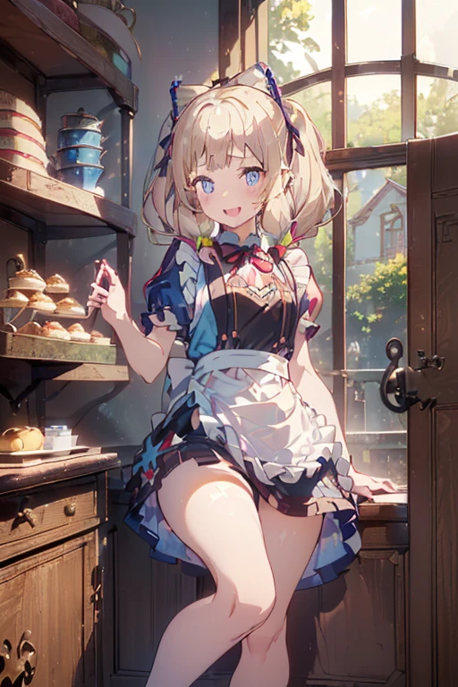 (perky chest:1.2), (pointed chest:1.2),(((Black Tunic:1.3))),(((cakes and bread in the basket),Cute and beautiful girl,Cute round face,Cute smile,with blush cheeks,Red Lip,a girl 22 years old, nsfw:1.2, beautiful body:1.3), shinny skin, BREAK, ((alice in the wonderland:1.3, cute, kawaii, lovely, funny, a girl falling down from sky:1.3, girl flying in sky:1.2, girl floating in air:1.3, rolling upskirt by wind:1.5, (with sparkling eyes and a contagious smile),open mouth, Looking at Viewer, surprised, putting hands on crotch over the skirts:1.35)), BREAK, ((floating things as follows:1.3, PlayingCards, Trump, tea cup, tea pot, tea spoons, pocket watch:1.3, lip sticks, candies:1.2, cookies, jam bottles, classical door_keys)), ((long purply_Blue dress :1.5, wearing long flaired skirt:1.3, the skirt is blowing:1.3, cute White Apron, black stockingedium long platinum-blonde hair:1.2, twin tail hair:1.6, tied hair with a large ribbon), (Blue eyes, bright pupils with highlights, detailed eyes), (lying down on your back:0.7, spreading legs with rising up straight:0.7), sexy posture, fantastic colorful art, (fantasy art:1.2, wondered images), ((correct anatomy:1.5, perfect anatomy:1.3, correct hand, small foot:1.2)),