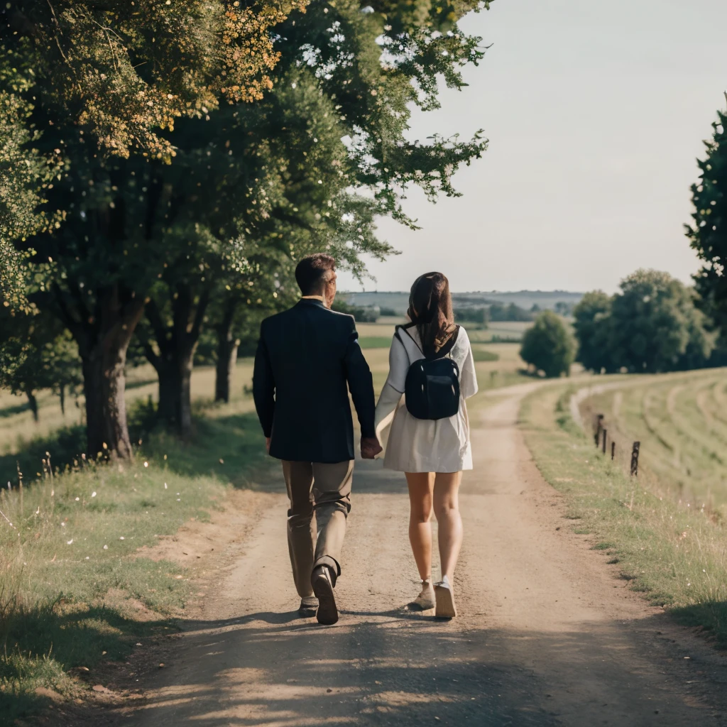 men and women,walking in the countryside,