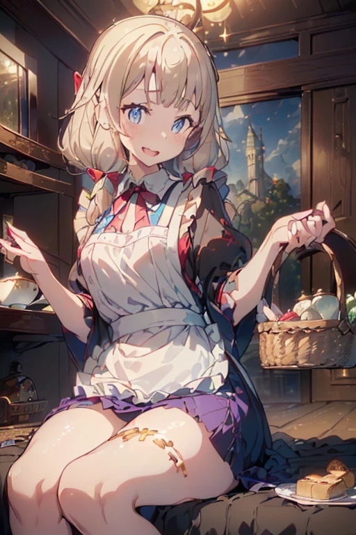 (small breasts:1.3), (perky chest:1.1), (pointed chest:1.0), (Pudding cake magazine cover:1.3),(from above:1.0),(from side:0.9),masterpiece, 1girl, Amazing Cleavage:1.1, thin waist, big ass, Raised sexy, small breast: 1.3, sexy posed cleavage:1.2,solo, open mouth, have a cute grass of cute beergrass,bronde hair, dark blue eyes, dress, bare shoulders, jewelry, collarbone, sidelocks, hairband, earrings, indoors, off shoulder, sweater, arms behind back, plant, short hair with long locks, gild hairband, sweater dress:1.2, off-shoulder sweater, red sweater, dark gord hair, big side hair, very long side hair,is rendered in (masterpiece: 1.2, best quality), with (ultra high resolution) and an exquisite (depth of field). This masterpiece is not only visually stunning but also tells,A scene of cooking in the kitchen in the classroom ,looking at viewer,