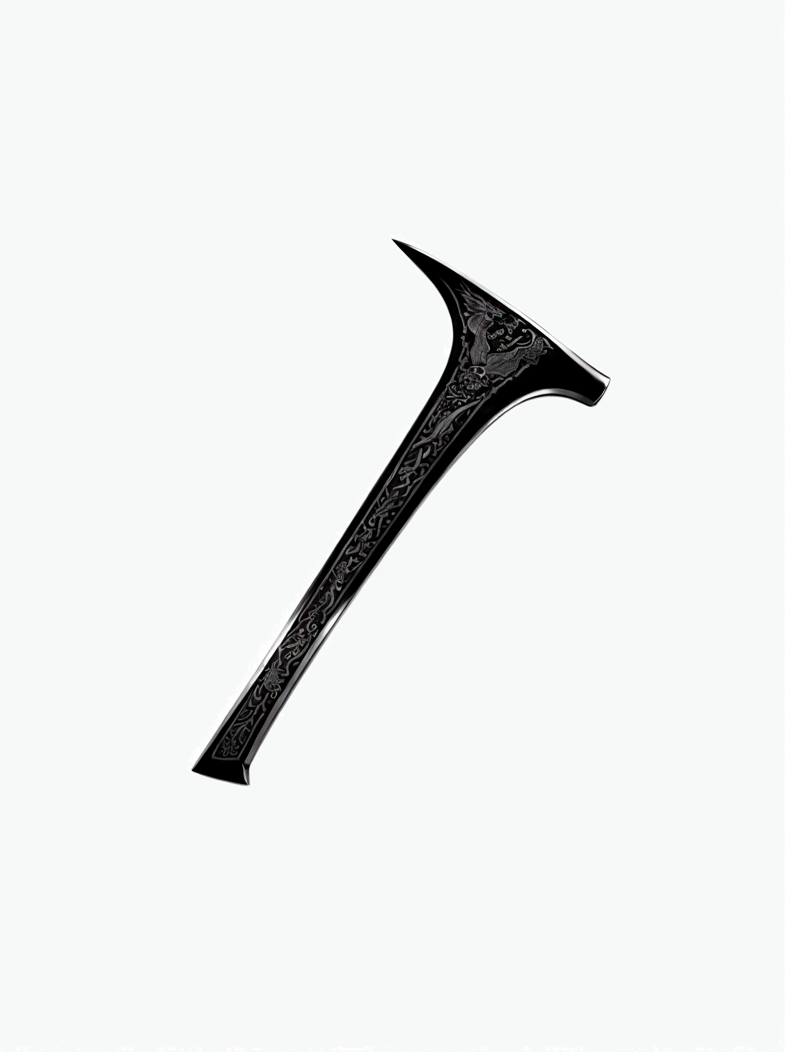 there is a black and white drawing of a large ax, 长而精致的华丽sickle, 幻想sickle, battleax, battle ax, hammer weapon, hammer, engraved vector, sickle设计, Intricate Fantasy Spear, Fantasy weapons, engraved, ax, pickax, engraved highly detailed, metal dragon tail, Dwarven weapons, sickle, 大sickle