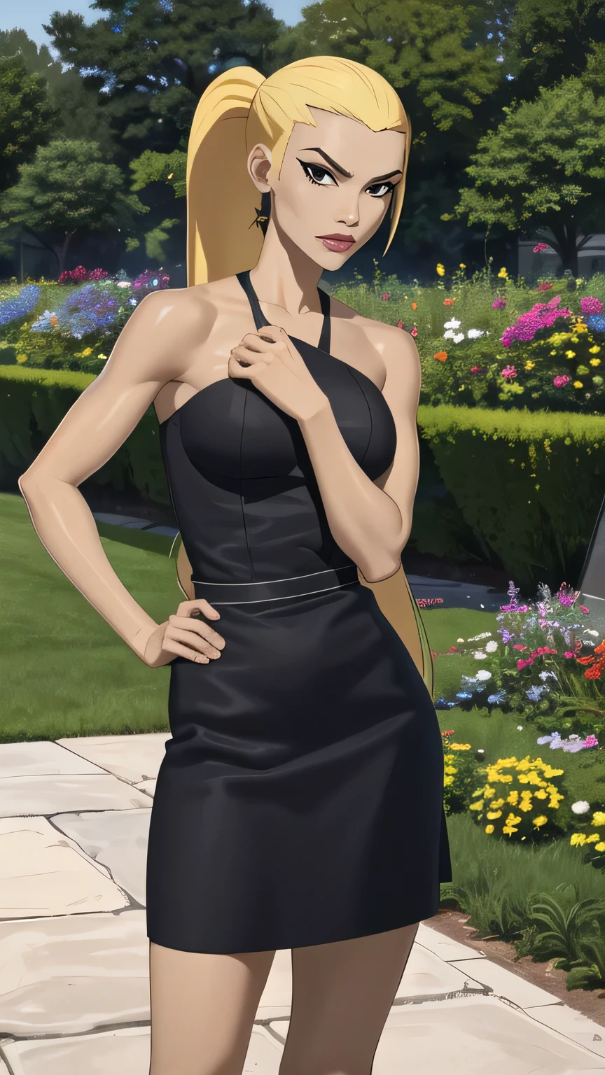 (cowboy shot), (masterpiece, best_quality, ultra-detailed, immaculate:1.3), epic, illustration,
BREAK
ArtemisYJ, ponytail,super long hair,
(Black short dress ),heels,jacket with fur,bare shoulders,medium breast 
BREAK
(courtyard, garden, outdoors, gorgeous view)