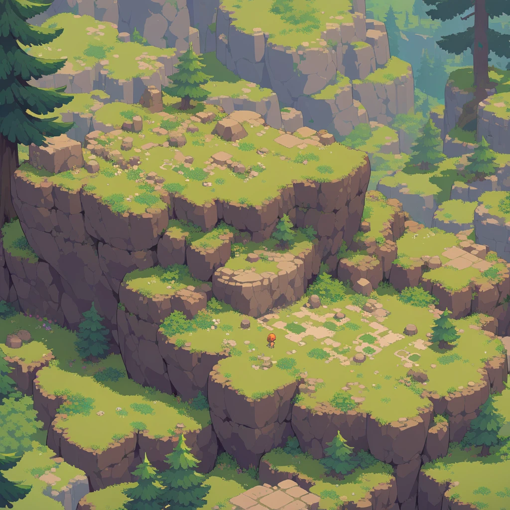 retro video game style,pixelated, vibrant pastel colors,8-bit characters,blocky shapes,sharp lines,detailed shading,classic gaming vibe,nostalgic atmosphere,classic arcade games,masterpiece:1.2,ultra-detailed,illustration style, 2d texture, stone texture, 4 k seamless mud texture, video game texture, dirt texture, tileset, game tiles, grass, 3/4th perspective trees, 3/4th perspective tileable rock texture, 3/4th perspective tileable cliff formations, tileable trees, topdown view, game texture, game art, tileable texture, very detailed cliff texture, intricate stones, top down view, 3/4th perspective