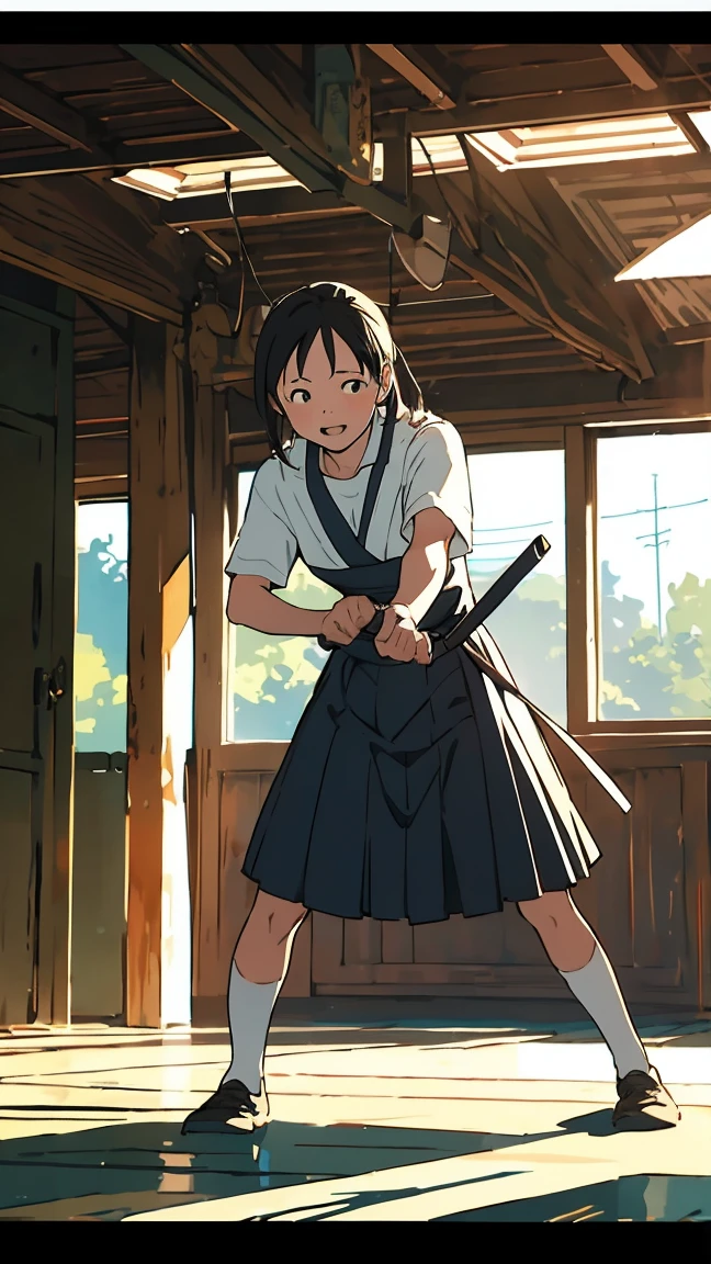 kendo,kendo,high school girl,game,Stance,Chudan-no-kamae,