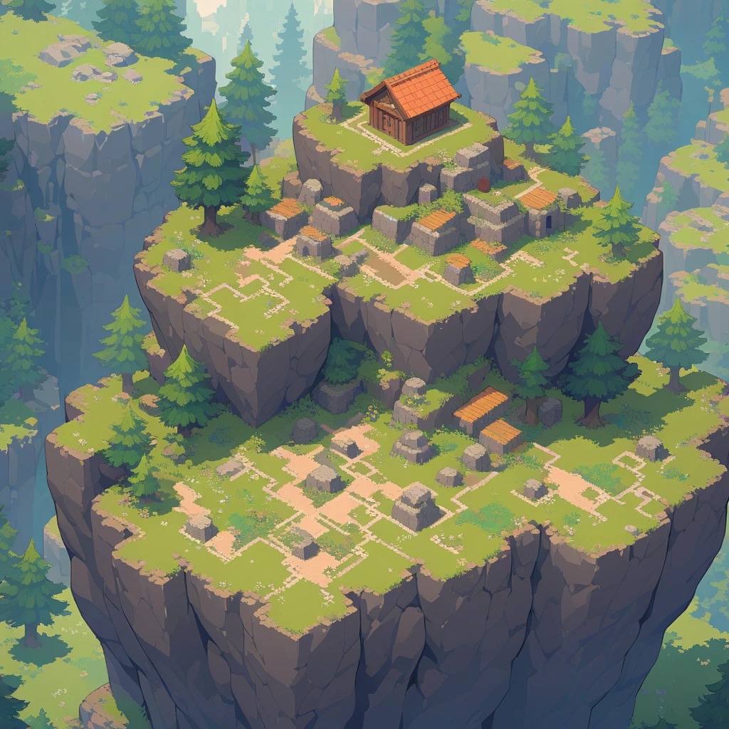 retro video game style,pixelated, vibrant pastel colors,8-bit characters,blocky shapes,sharp lines,detailed shading,classic gaming vibe,nostalgic atmosphere,classic arcade games,masterpiece:1.2,ultra-detailed,illustration style, 2d texture, stone texture, 4 k seamless mud texture, video game texture, dirt texture, tileset, game tiles, grass, 3/4th perspective trees, 3/4th perspective tileable rock texture, 3/4th perspective tileable cliff formations, tileable trees, topdown view, game texture, game art, tileable texture, very detailed cliff texture, intricate stones, top down view, 3/4th perspective