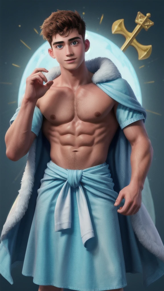 Holy Cloth, Arctic,, 8K, masterpiece, High Saturation, 21-year-old fraternity member, Shirtless