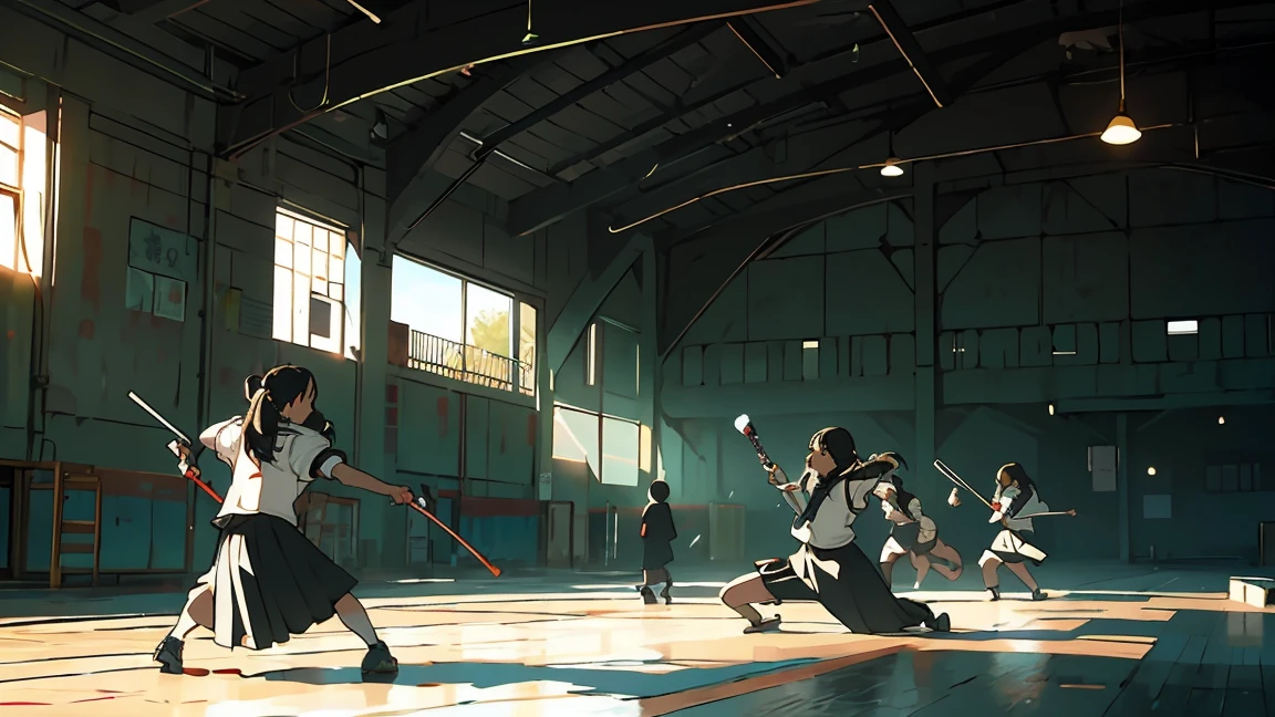 Kendo protective equipment,kendo,high school girl,game,Stance,Chudan-no-kamae,
