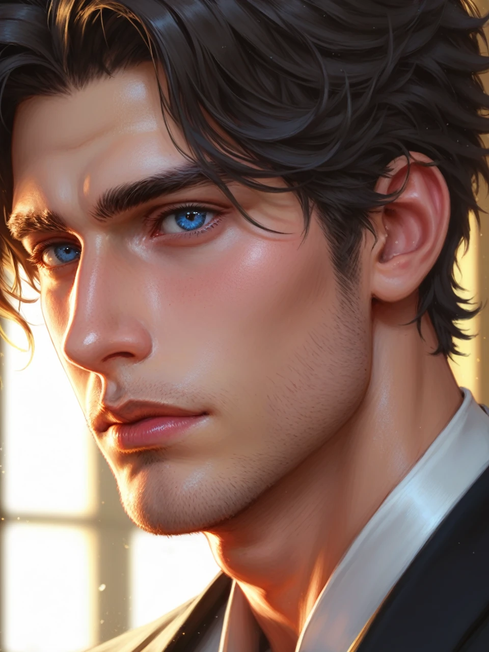 score_9, score_8_above, (1man), Artwork, best quality, high resolution, Close-up portrait, bad, Greek god, fantasy, league of legends style, beautiful figure painting, bright light, Amazing composition, front view, hdr, volumetric lighting, ultra quality, elegant, highly detailed