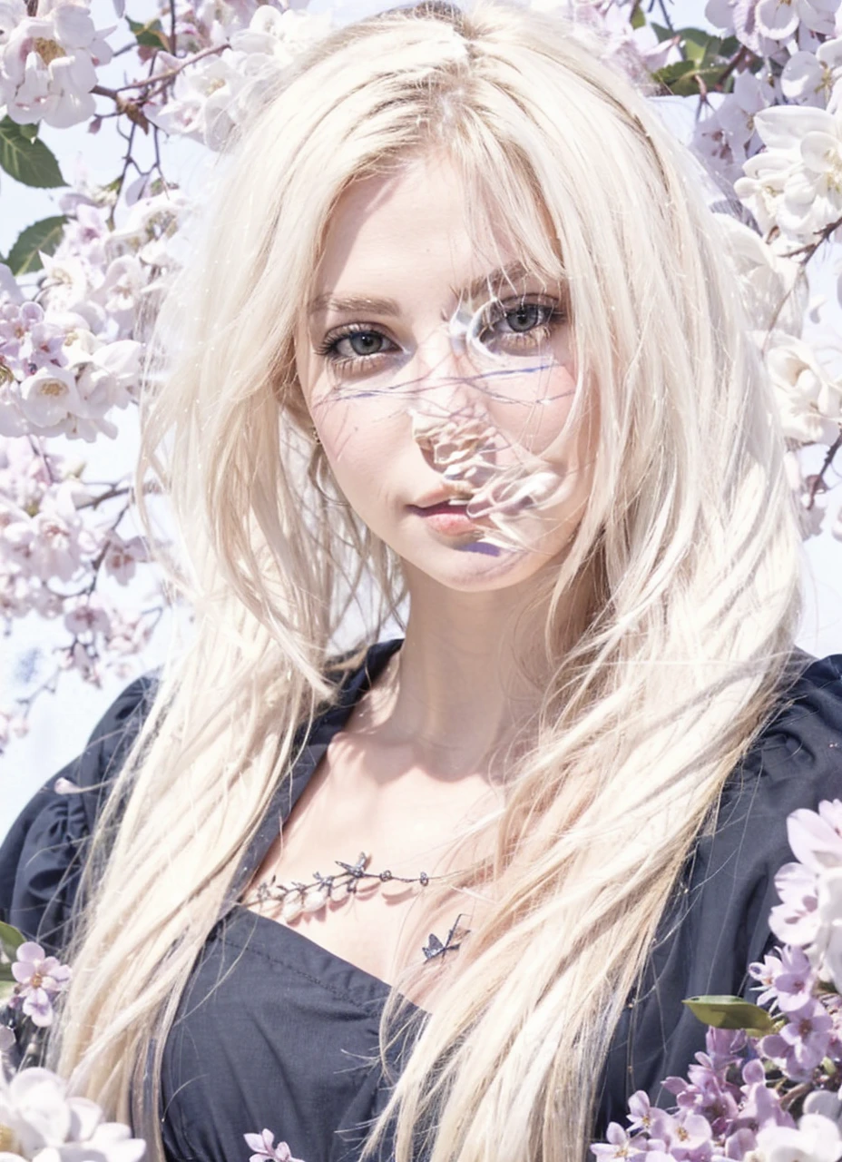 A stunningly lifelike portrait captures a 32-year-old girl with light shiny purple eyes and beautiful European features. girl have shiny, healthy and volumous white hair. Dangerous, sexy,