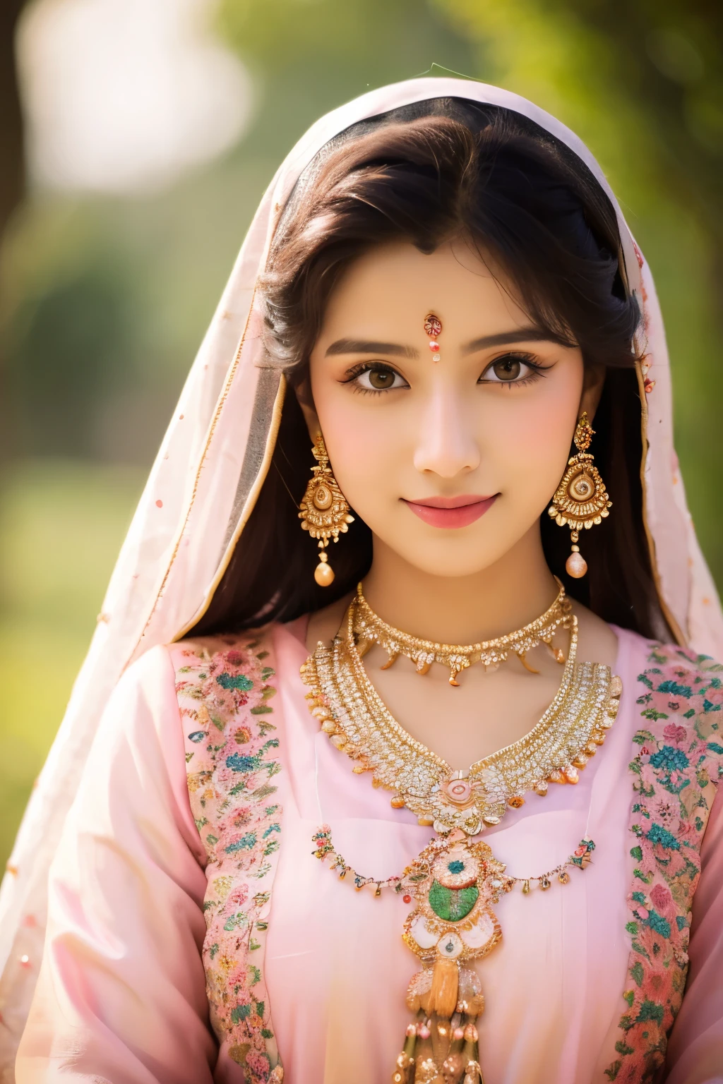 Portrait of the beautiful pretty huzna pakistan woman, and traditional dress. Pualam skintone 
