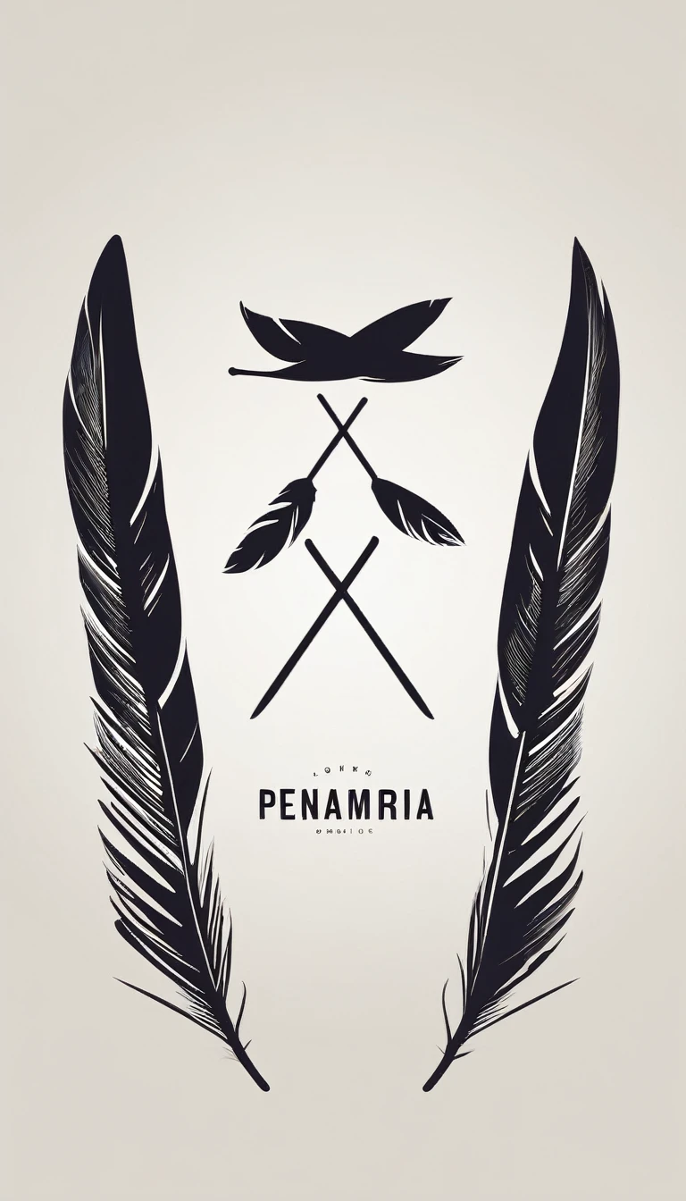 A minimal, modern, simple, cinematic logo design for the brand “Penamemoria". Create a modern, minimalistic, high-quality, icon of a boy feather