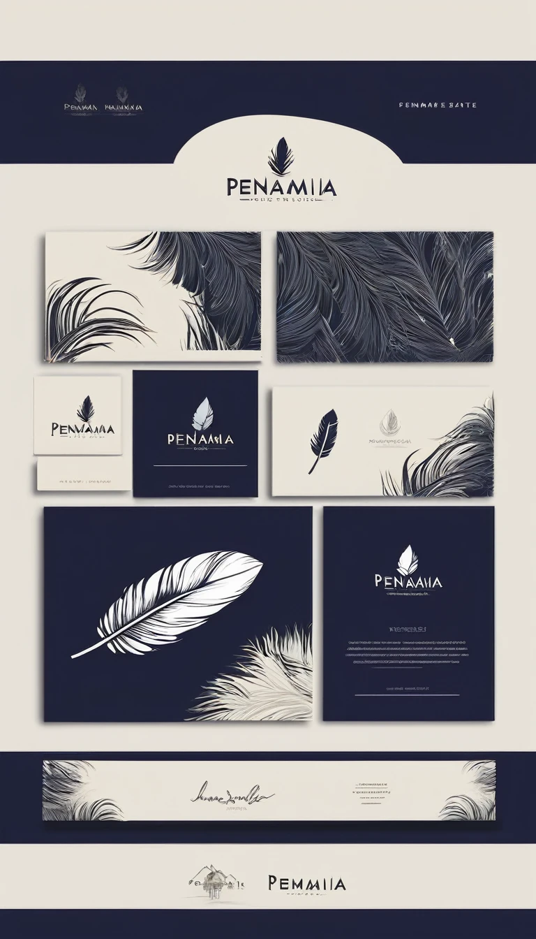 Create a minimal, modern, simple, inspirational, memorable, dream like logo design of a boy and a feather for the brand “Penamemoria".