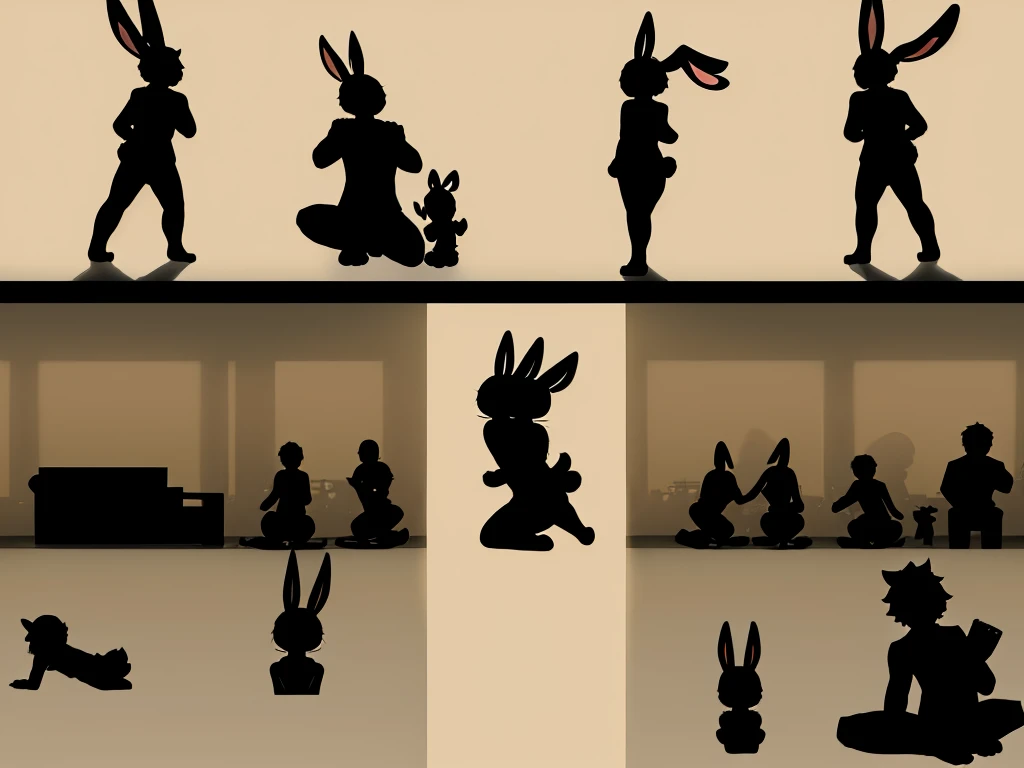 In a house , (rabbit ear couple silhouette:1.7) , nudity , erotica , Kama Sutra , porn , doggy style , curvy , Mating
