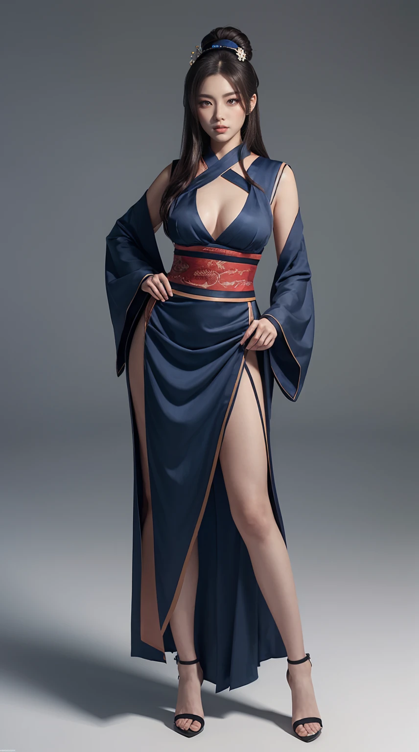 Highly detailed full-body portrait of a geisha. 8K, Octane Rendering, Intricate Hyper-Detail, Symmetric、Sexy proportions、Sexy