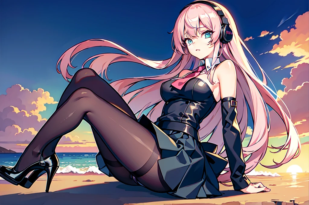 masutepiece, Best Quality，Squat ，Crab ??????，Leotard，highleg, Elegant, 1girl in, thigh high boots, well-muscled，Cute, blushed, Looking at Viewer, From  above,, Mini skirt, White and black striped T-shirt, Blue eyes, Beautiful eyes, Beautiful background, light Particle, Sun rays, Dramatic Lighting, Outside, shiny, Realistic, masutepiece, Best Quality, Ultra-detailed, Detailed, Scenery, Beautiful detailed eyes, detailed hairs