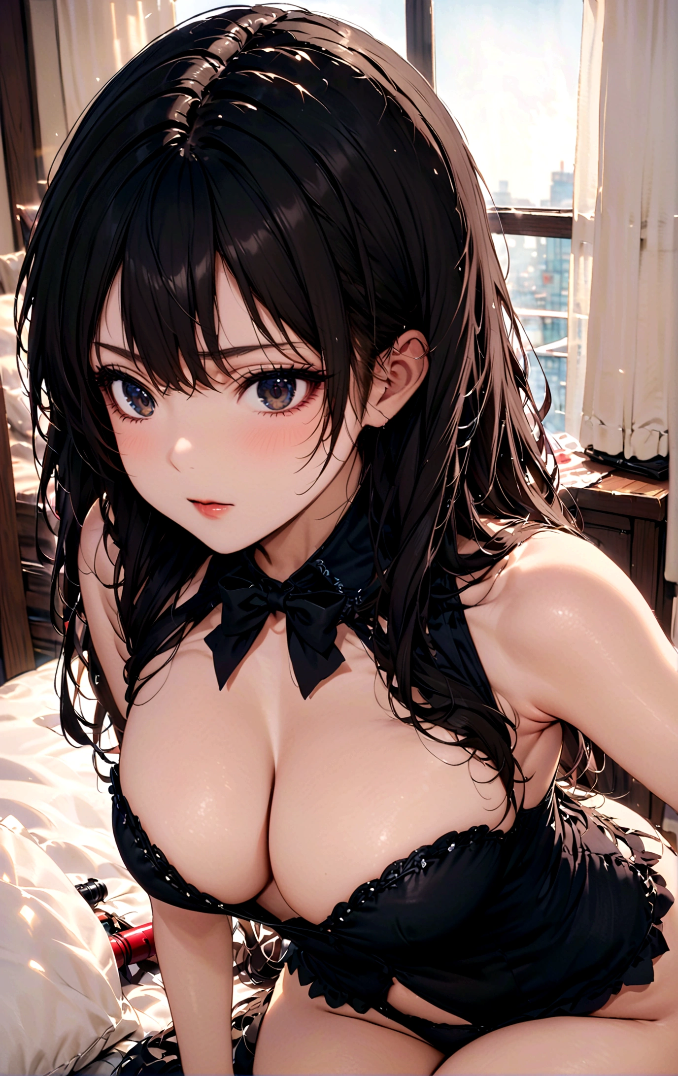 Long hair,Black Hair,beauty,(((Recorder))),Sexy