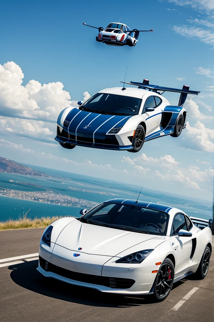 Draw a flying car in the sky